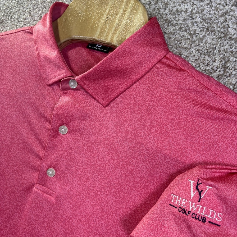 FootJoy Polo Shirt Mens‎ XL Pink Athletic Fit The Wilds MN Golf Performance